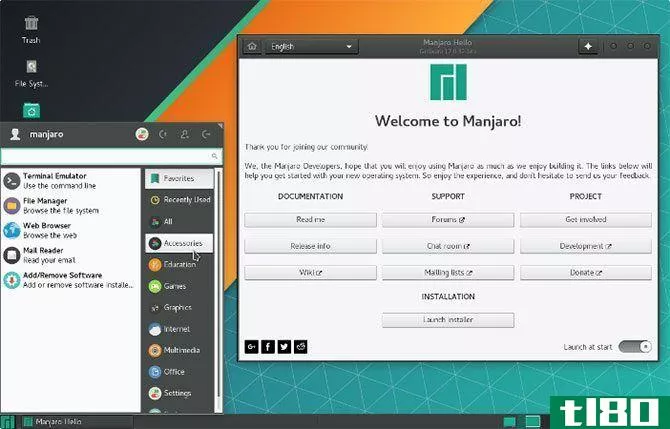 This is a screen capture of Manjaro Linux