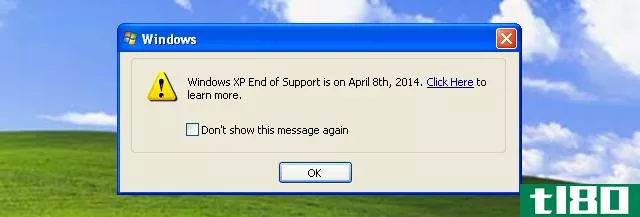 windows xp end of support popup message