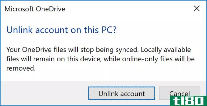 Unlink OneDrive account from PC