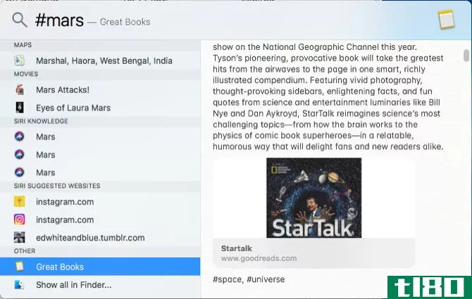 search Apple Notes tags with spotlight on mac