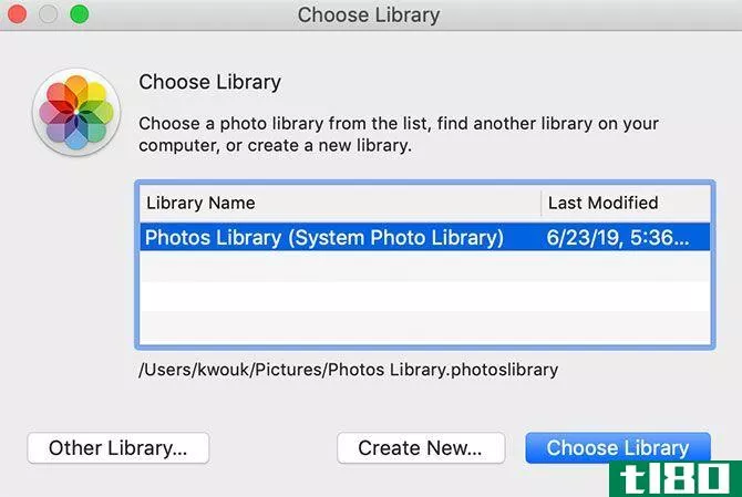 Choosing location for macOS Photos Library