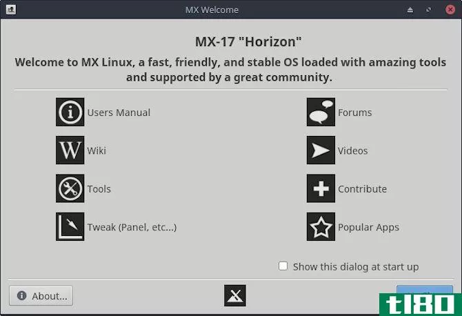mx linux welcome screen