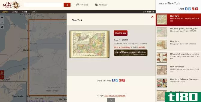 Old Maps Online has links to old maps of any place