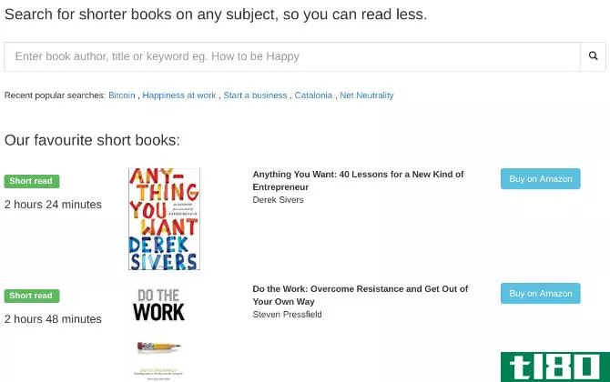 ShortBooks lists books based on length or reading time