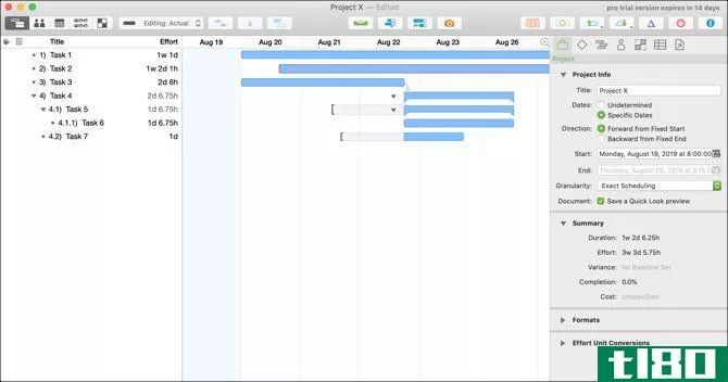 OmniPlan 3 on Mac Gantt chart