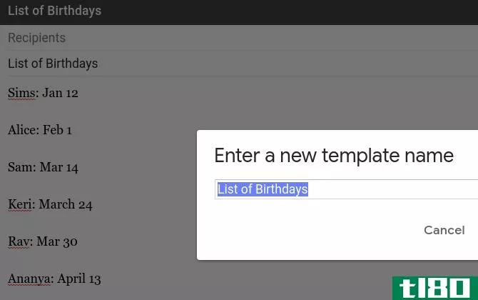 canned resp***e for list of birthdays in Gmail