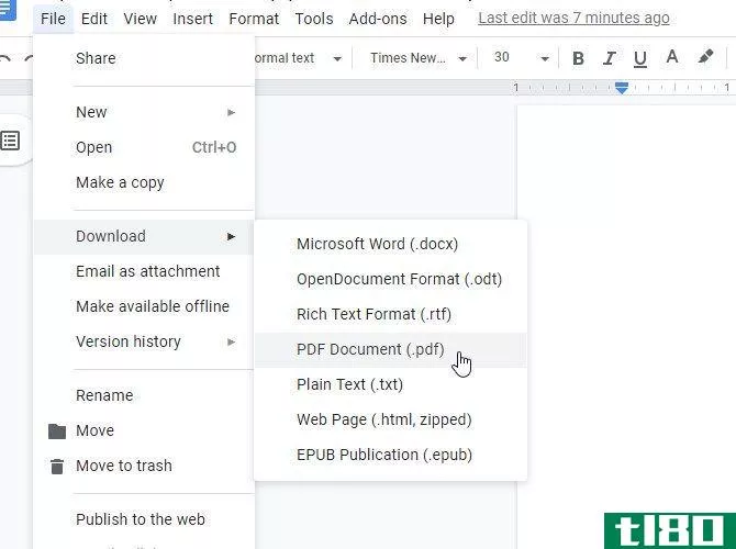 Converting a document into a PDF