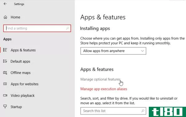 windows 10 apps and features