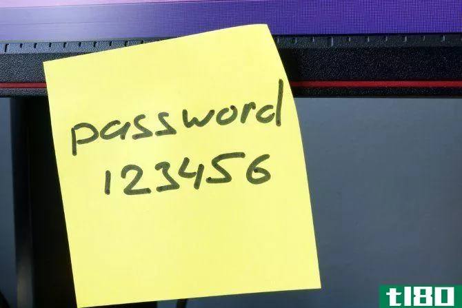 Weak passwords written on a note