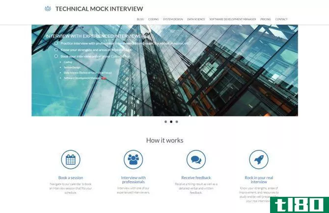 homepage of techmockinterview