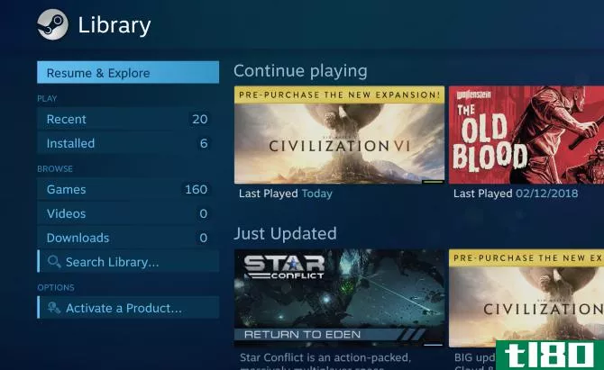 Steam library viewed on Raspberry Pi