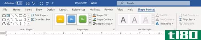 The Shape Format tab in Word