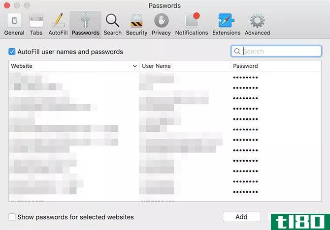 Saved iCloud Keychain Passwords in Safari on Mac