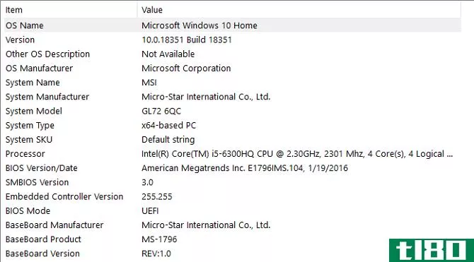 check motherboard in windows system info