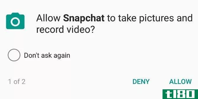 Snapchat permissi*** request dialog