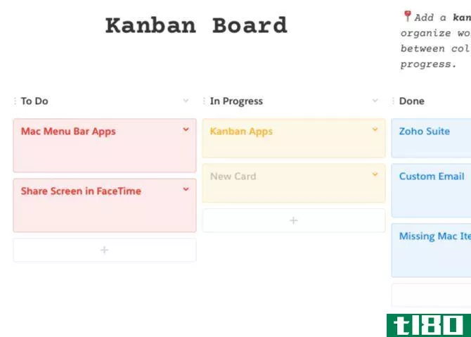Kanban board in Quip