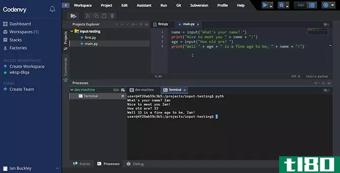 Codenvy online is great for Python