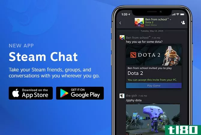 Steam Chat app mobile promo