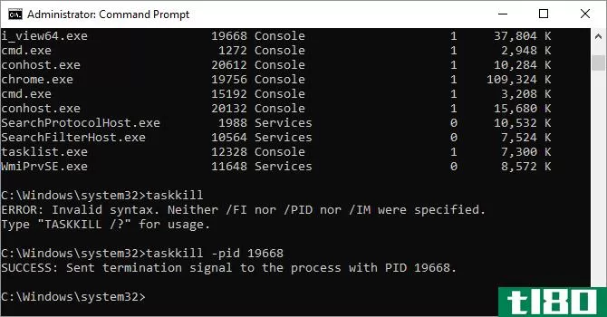 Taskkill command opti*** available on Windows 10.