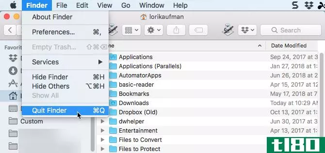 Quit option added to Finder on a Mac