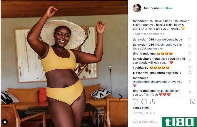Model promoting body positivity on Instagram