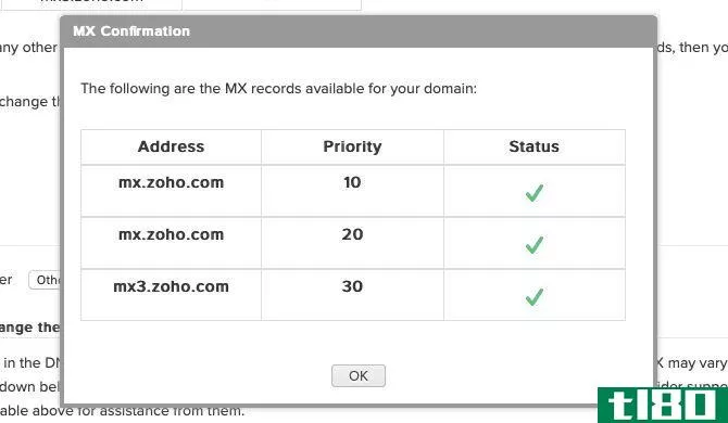 confirm MX records in Zoho Control Panel