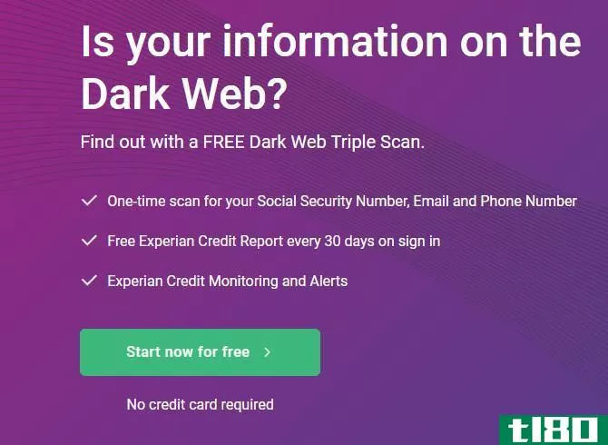 Experian Dark Web Scan Info Page