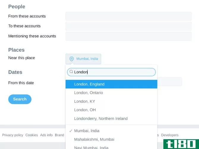 use twitter's advanced search to find tweets from specific location