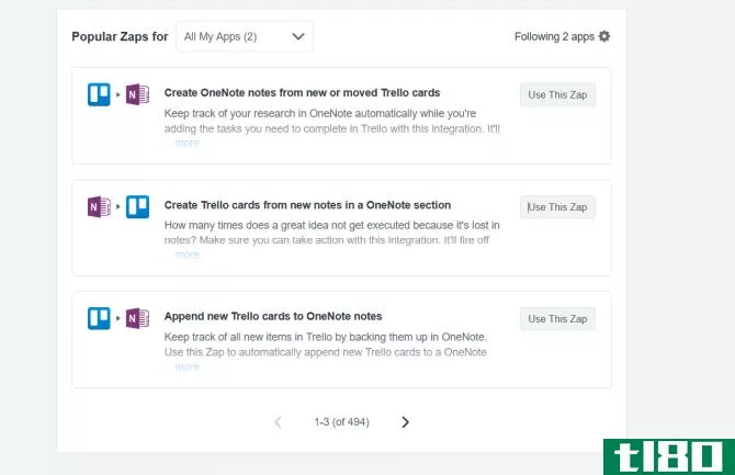 zapier integration between trello and OneNote