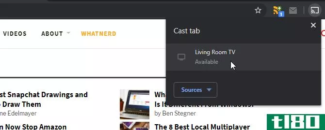 Casting a browser tab via Chromecast