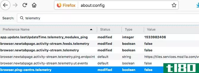 Change or disable telemetry in Firefox