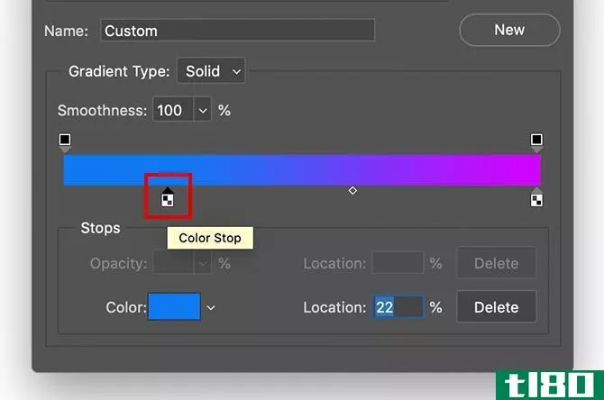 Creating Custom Gradient in Photoshop Color Stop