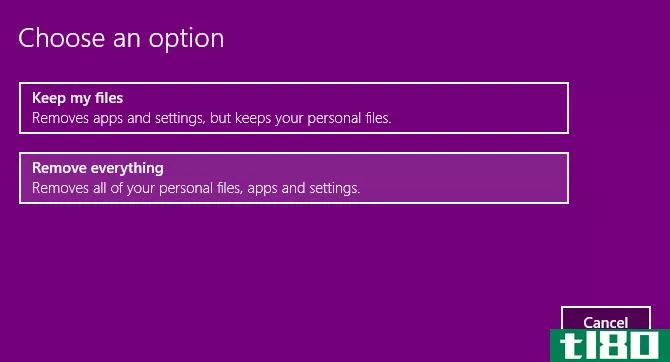 Choose how to reset Windows 10