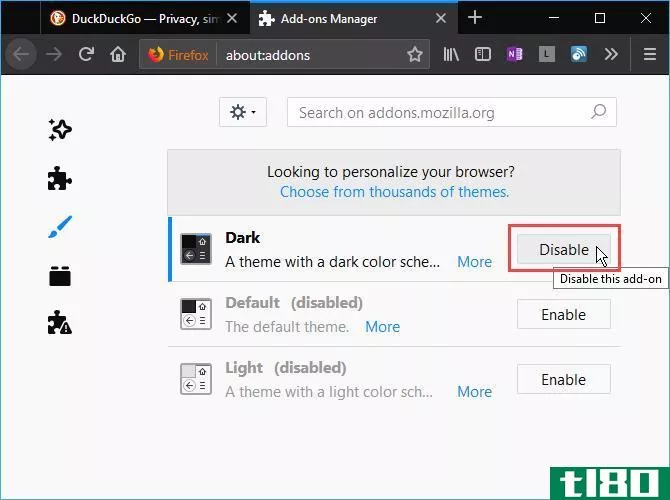 Disable Dark theme in Firefox