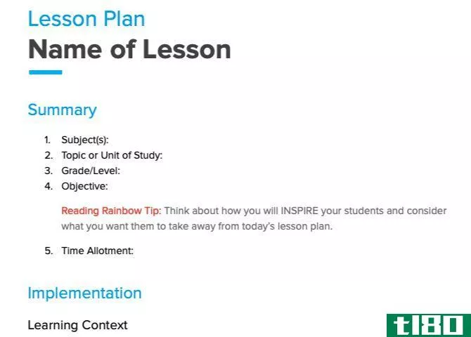lesson plan template in Google Docs