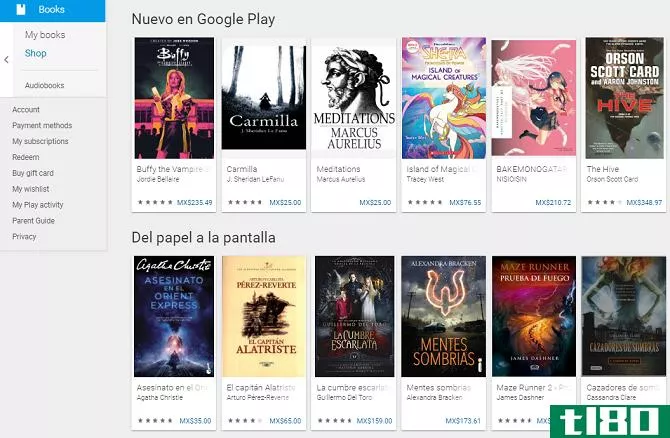 google play books homepage
