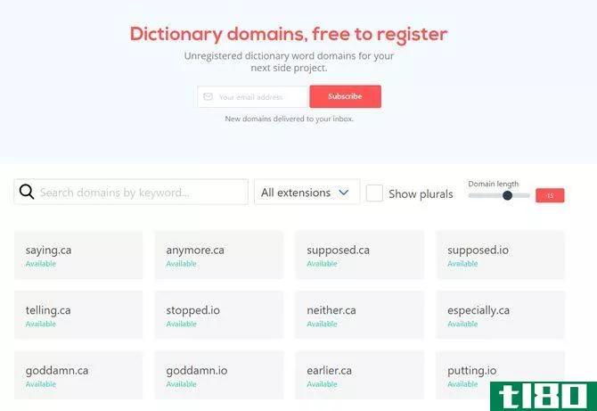 Find Unregistered dictionary word domains for your project