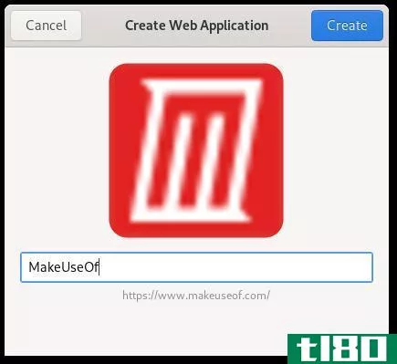 Window asking to create a web app in GNOME Web