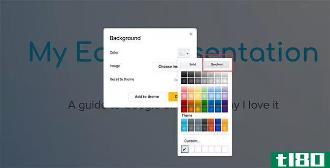 Custom Gradient Google Slides Background Color Tool Gradient
