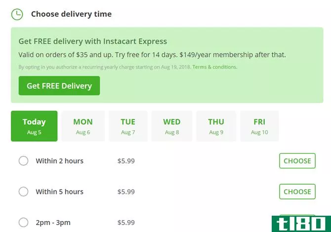 instacart delivery times