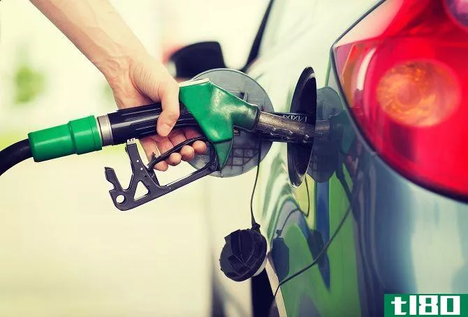 Refueling a car at a gasoline pump