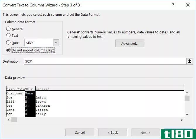 Convert Text To Columns Wizard - Remove Data