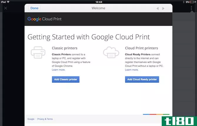 set up google cloud print