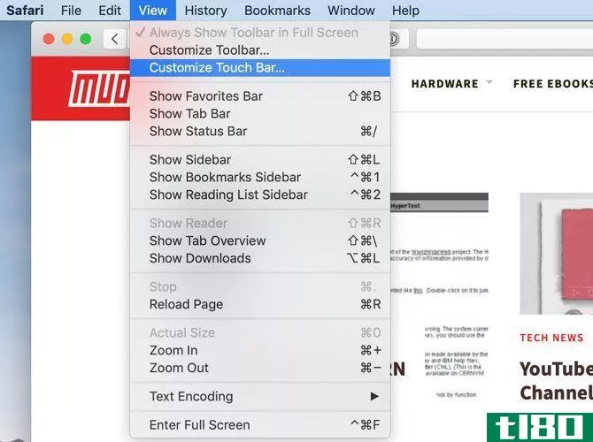 Customizing the MacBook Pro Touch Bar acti*** in Safari