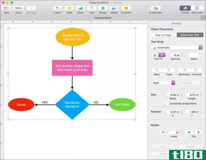 Grouped Objects in Pages on Mac