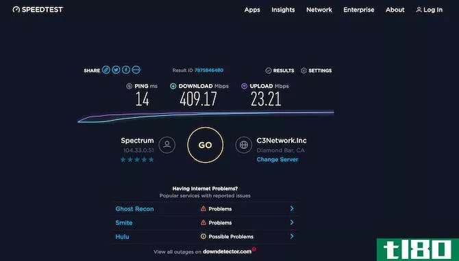 Ookla Speed Test Results