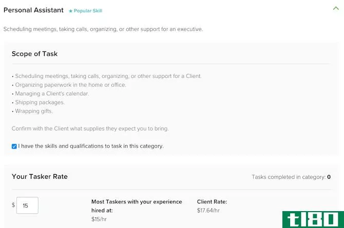 TaskRabbit jobs in the Personal Assistant category