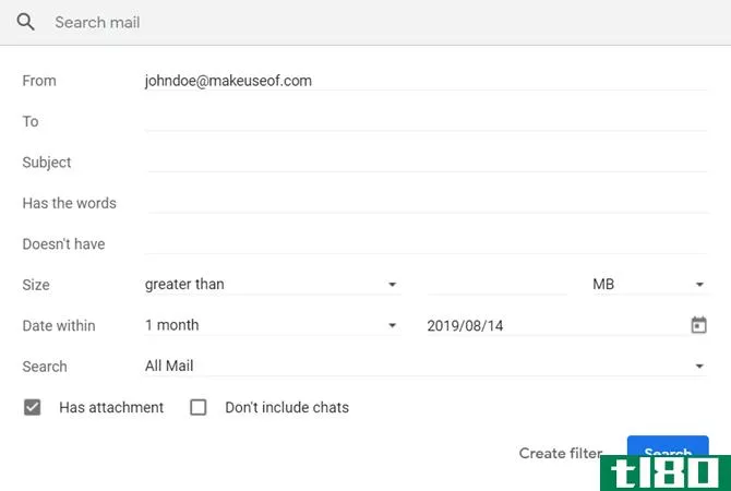 Advanced Search Box in Gmail