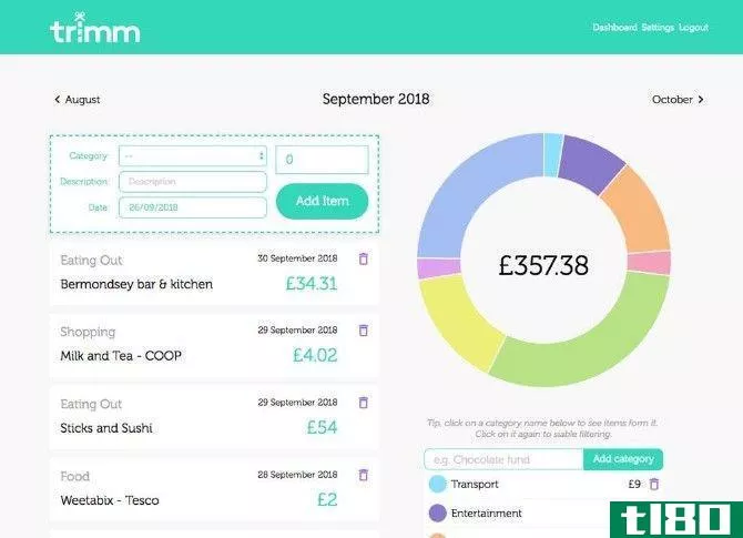 Trimm is a basic expenses tracker with custom categories