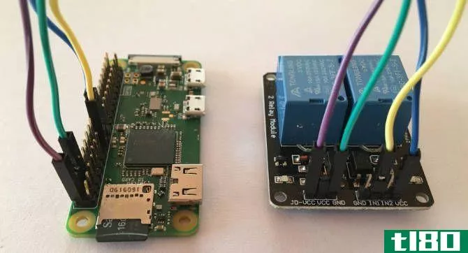 Raspberry Pi Zero W connected to a relay board